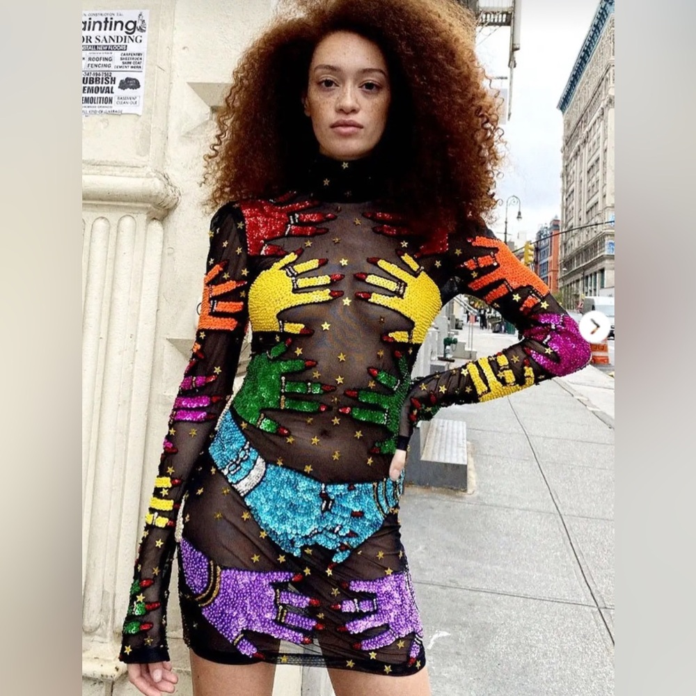 ISO: Discount Universe Rainbow Hands Dress